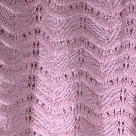 NWT FRNCH S/M Sweater Light Pink Turtleneck Oversized Open Knit Balloon Sleeve - Picture 7 of 8